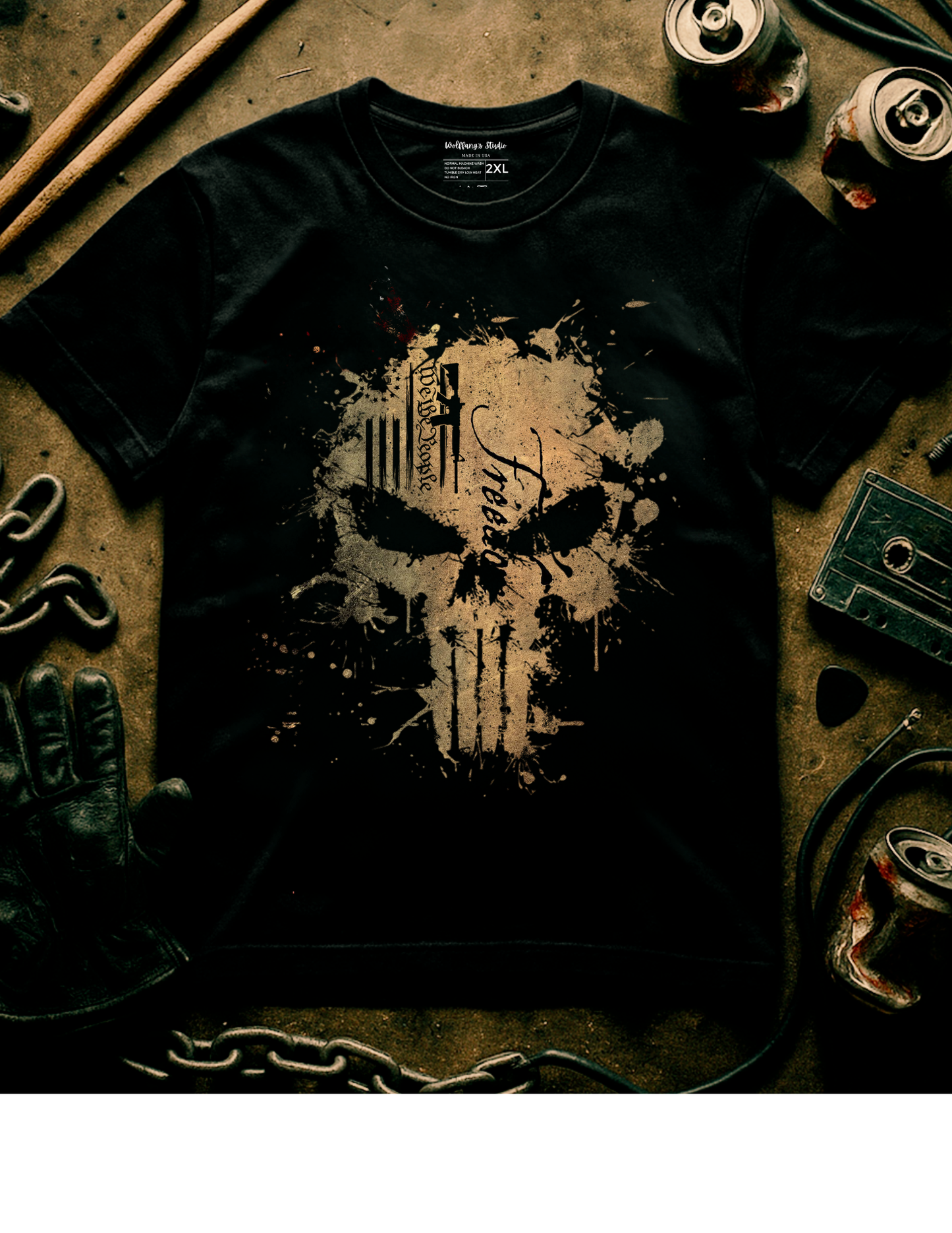 1776 Skull American Flag Shirt • Patriotic USA T-Shirt • Freedom Graphic Tee • Vintage Distressed Skull Tee