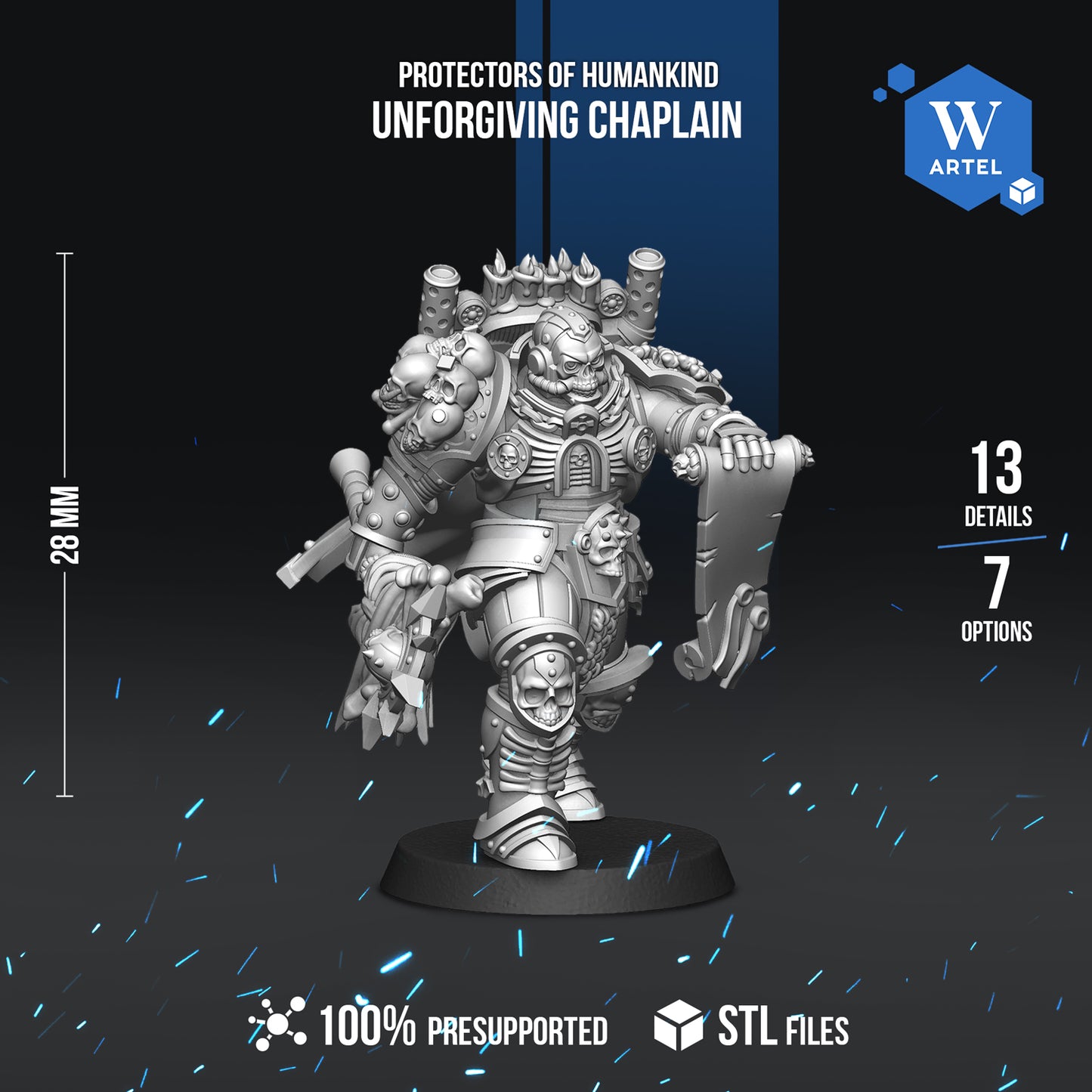 Unforgiving Chaplain NO Base 28mm - Artel W