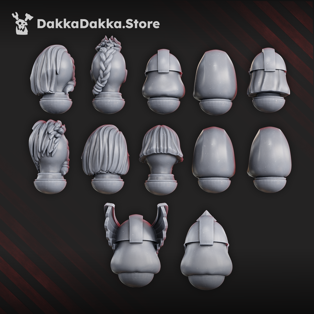 White Fangs Hunters & Valkyries Heads Set x12