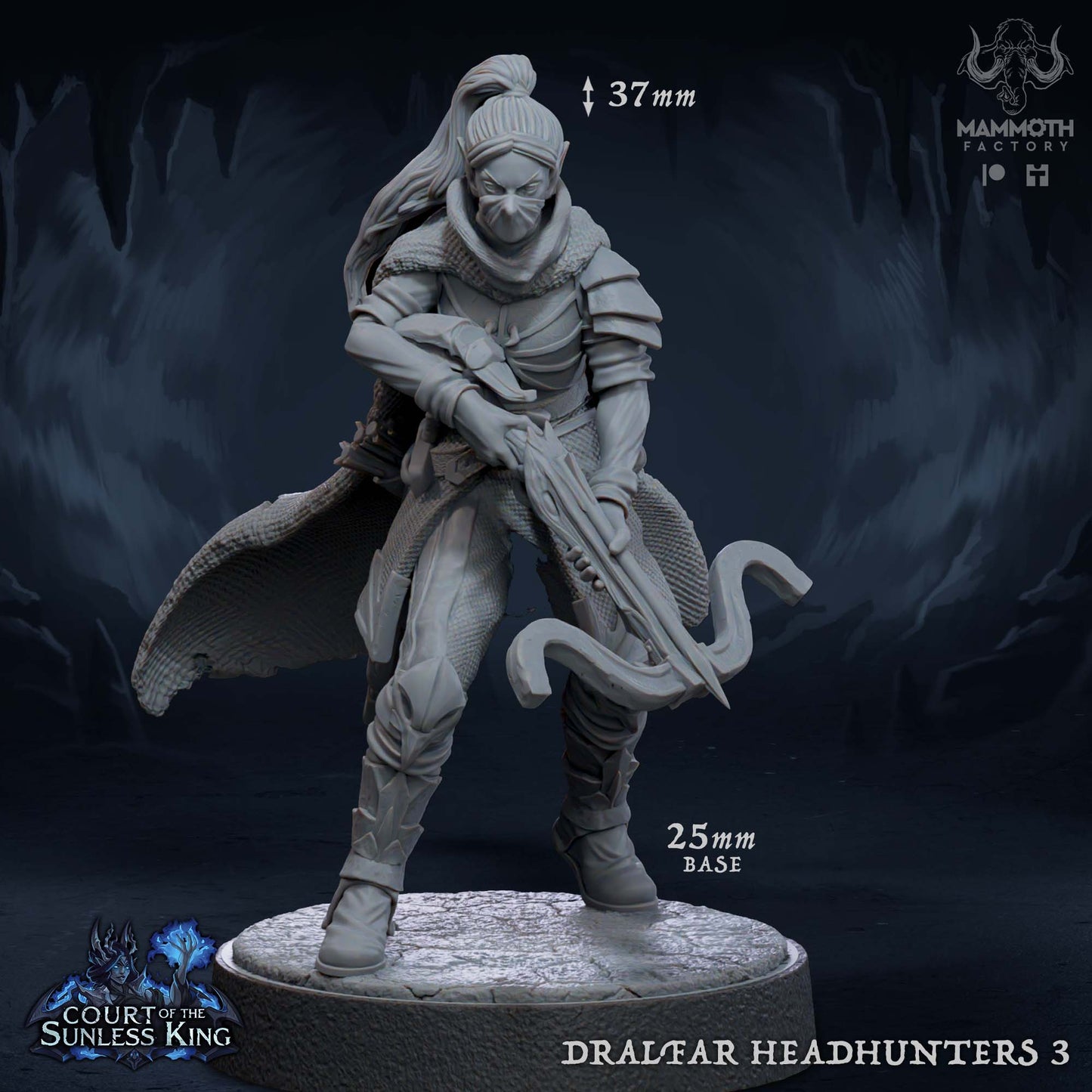 Dralfar Headhunter/25mm Base/ Mammoth Factory