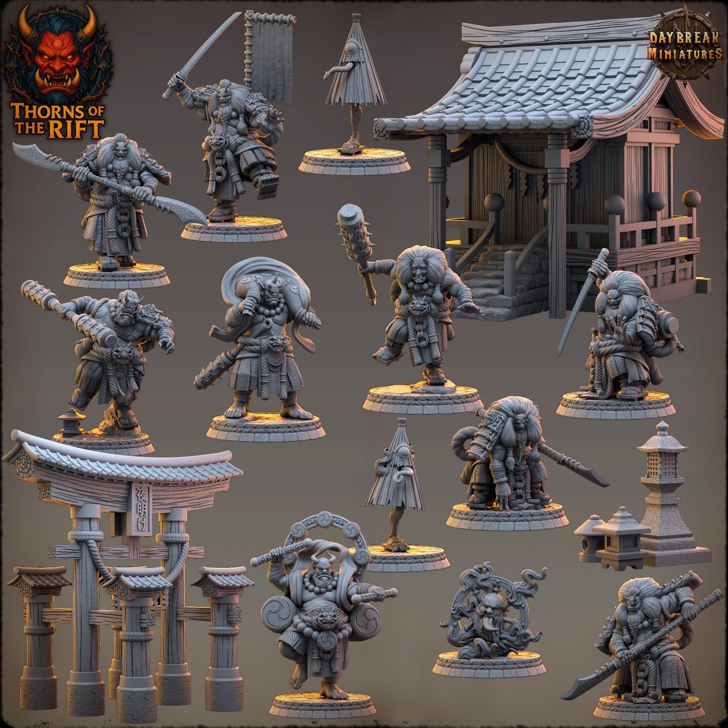 Oni Miniature 01 - Thorns of the Rift - 32mm Scale - Unpainted Miniature for DnD, Pathfinder, Tabletop RPGs - Daybreak