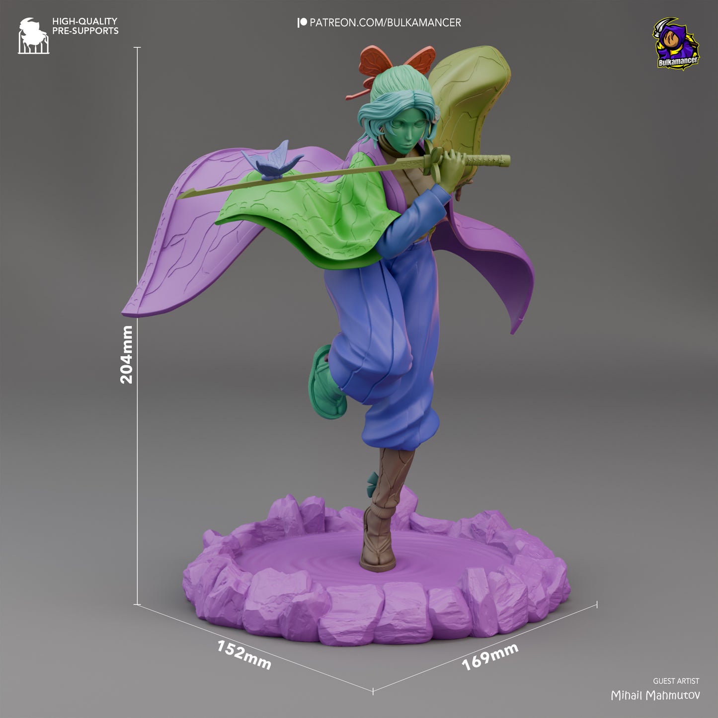 Shinobu Kocho Figure | 14k Resolution | 3D Printed | Unassembled | Unpainted