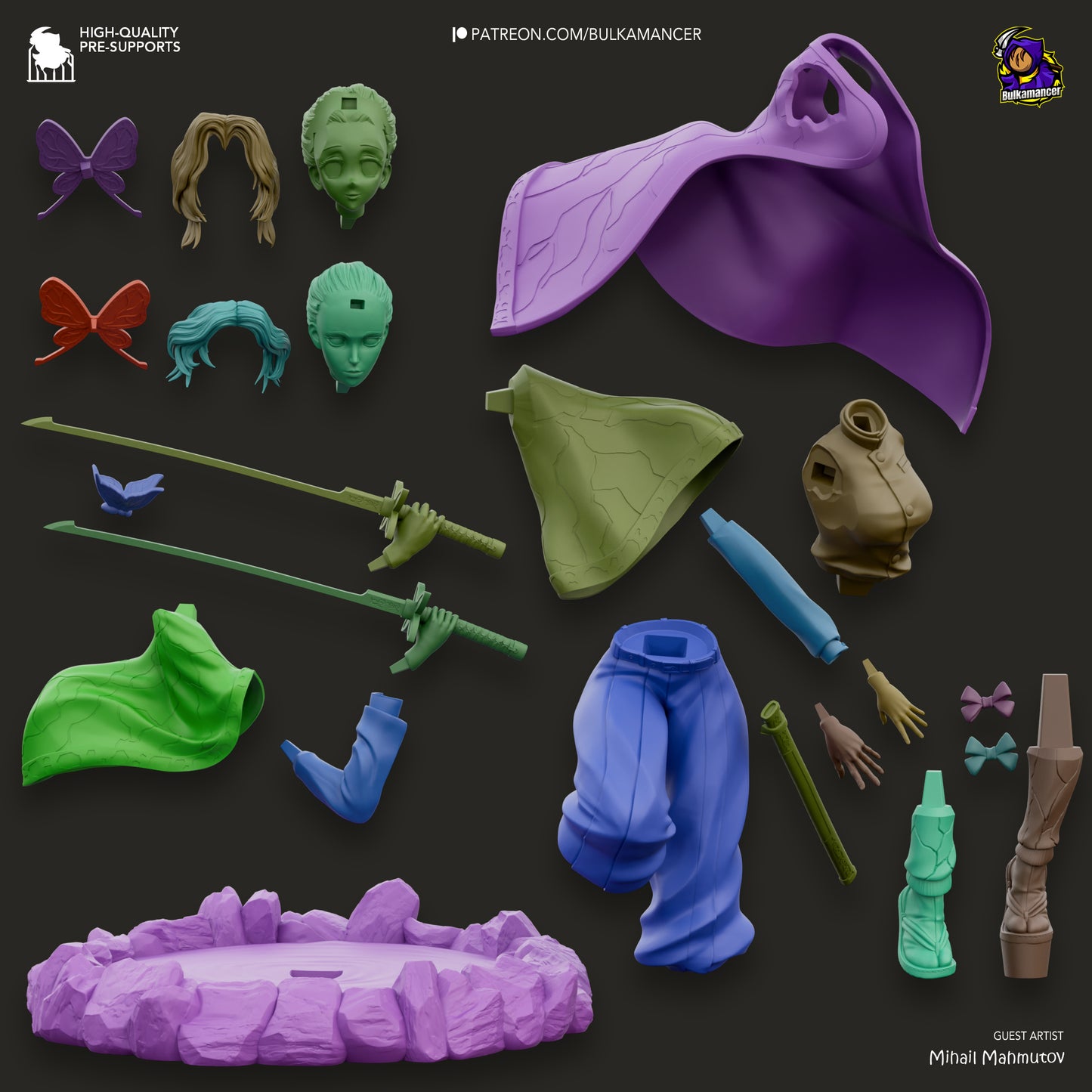 Shinobu Kocho Figure | 14k Resolution | 3D Printed | Unassembled | Unpainted