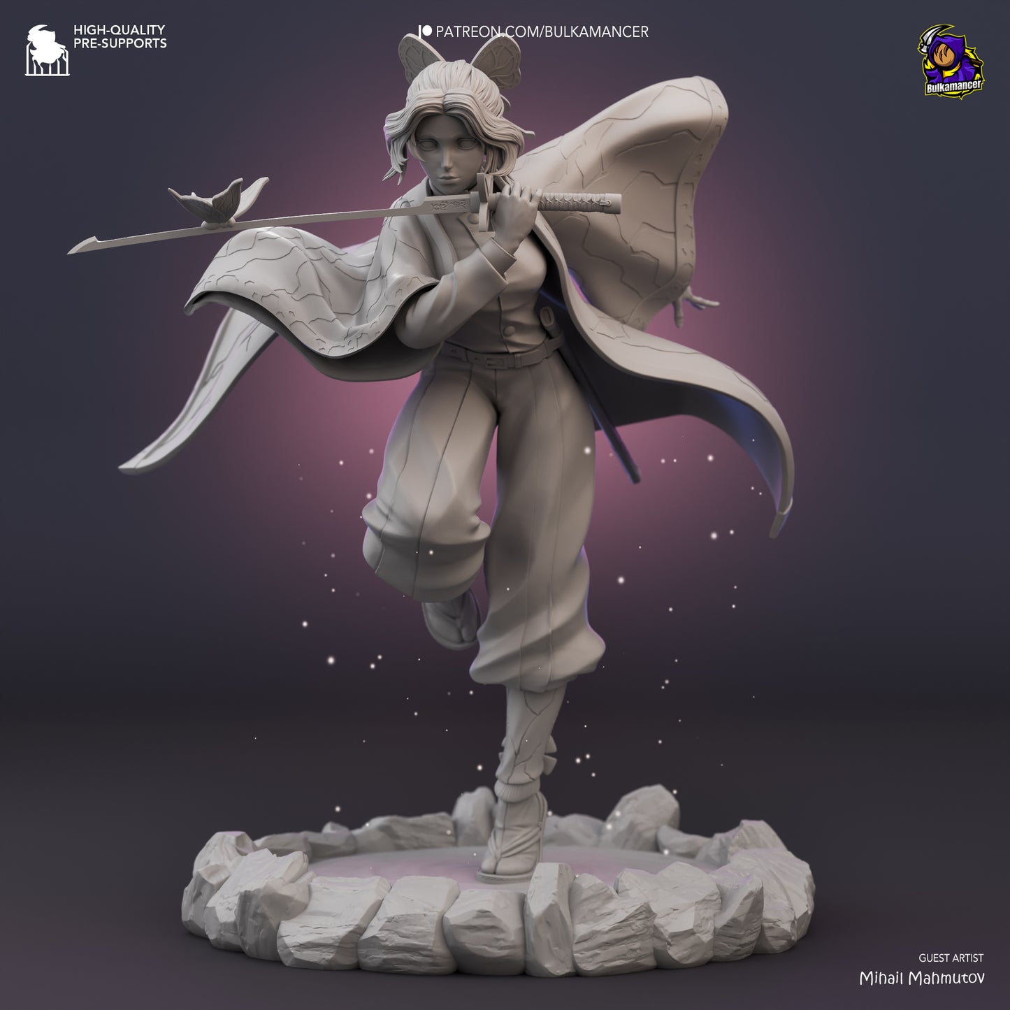 Shinobu Kocho Figure | 14k Resolution | 3D Printed | Unassembled | Unpainted