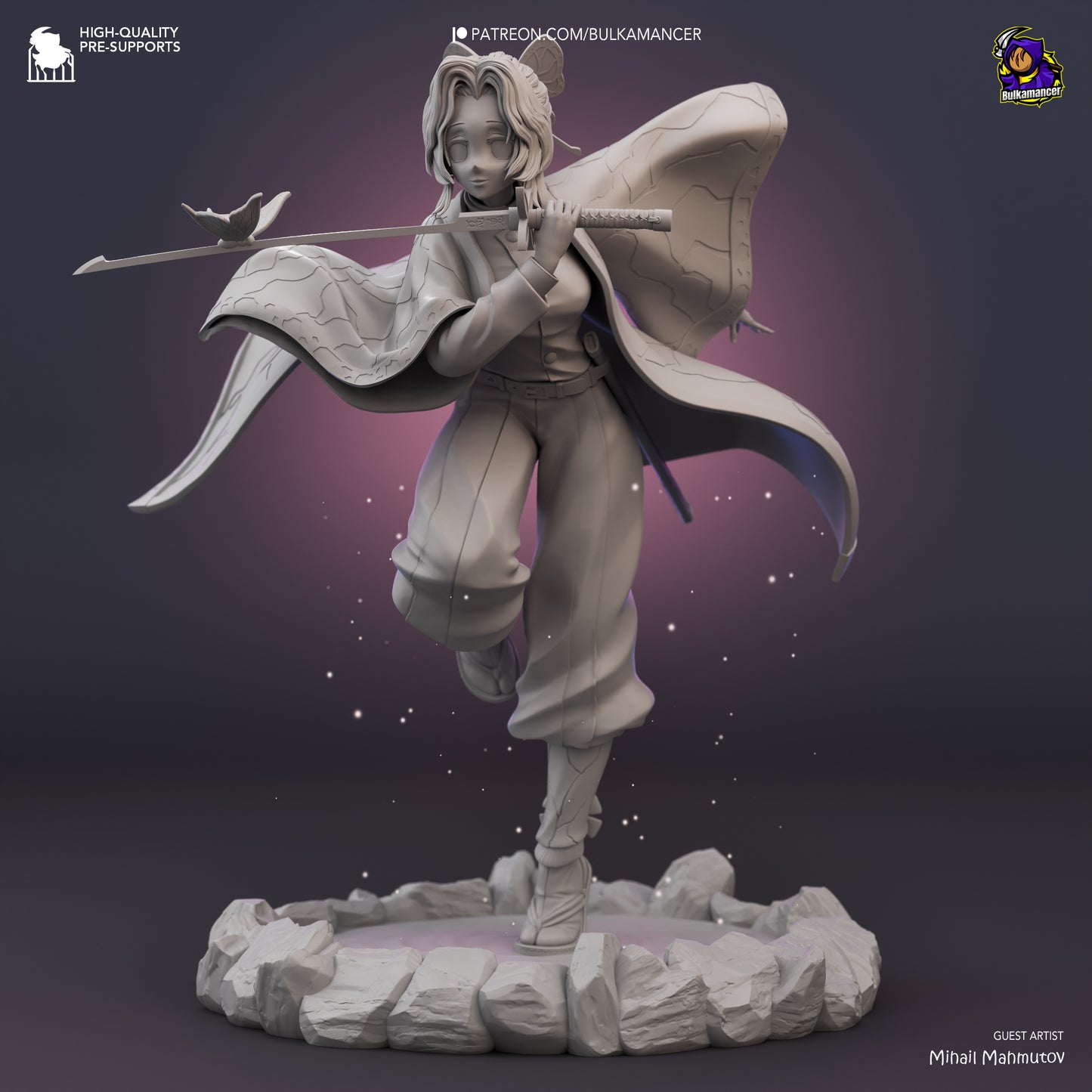 Shinobu Kocho Figure | 14k Resolution | 3D Printed | Unassembled | Unpainted