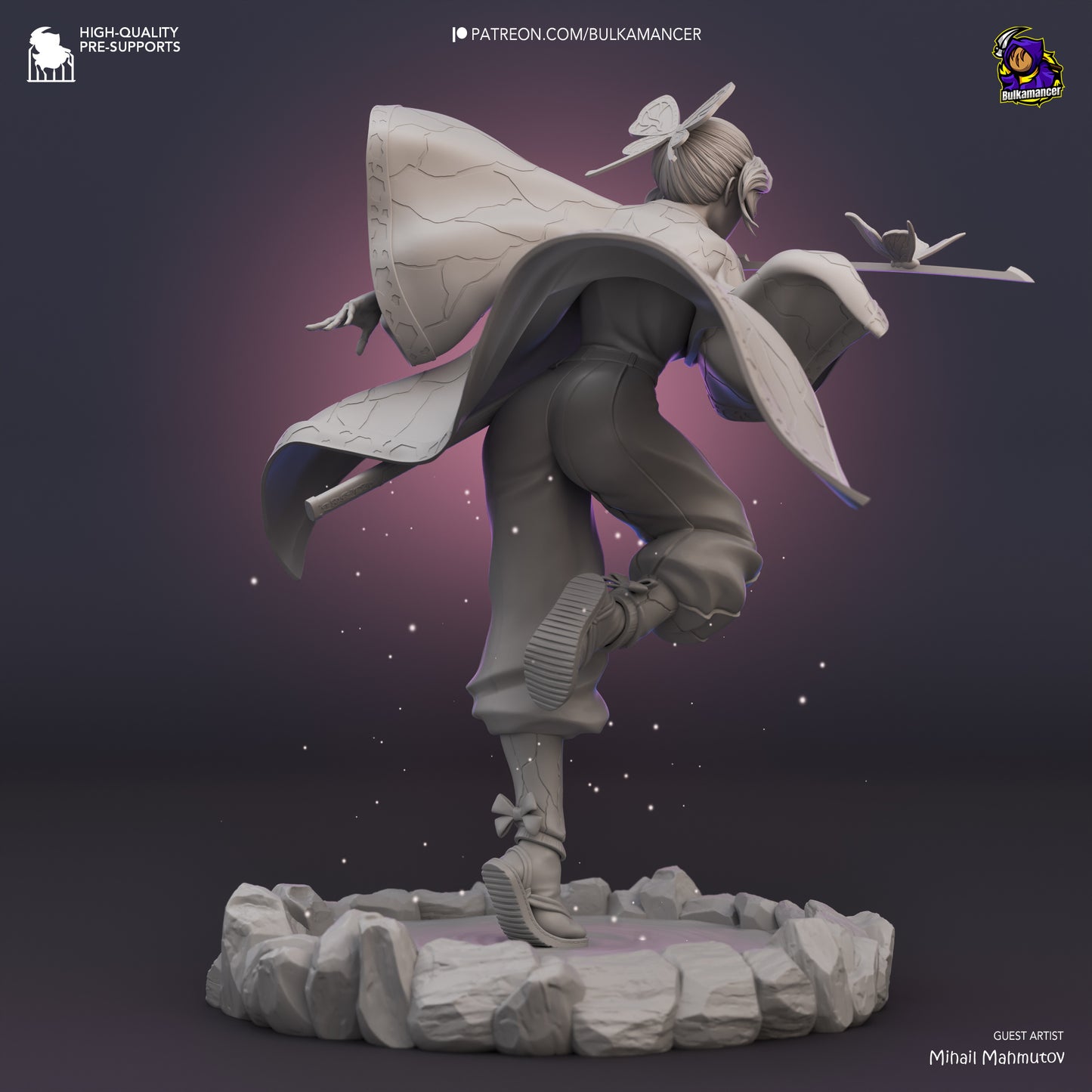Shinobu Kocho Figure | 14k Resolution | 3D Printed | Unassembled | Unpainted