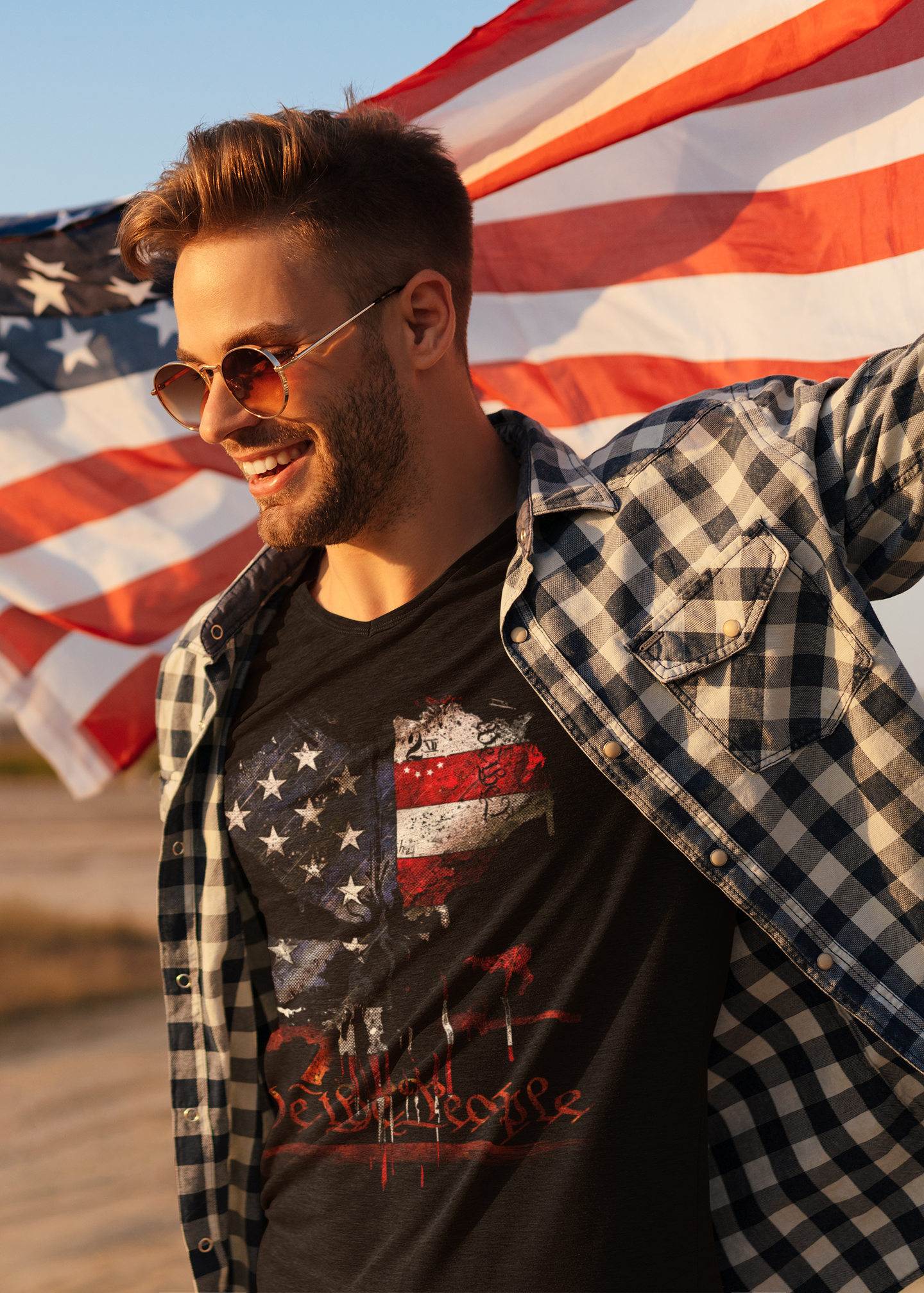 1776 Skull American Flag Shirt • Patriotic USA T-Shirt • Freedom Graphic Tee • Vintage Distressed Skull Tee
