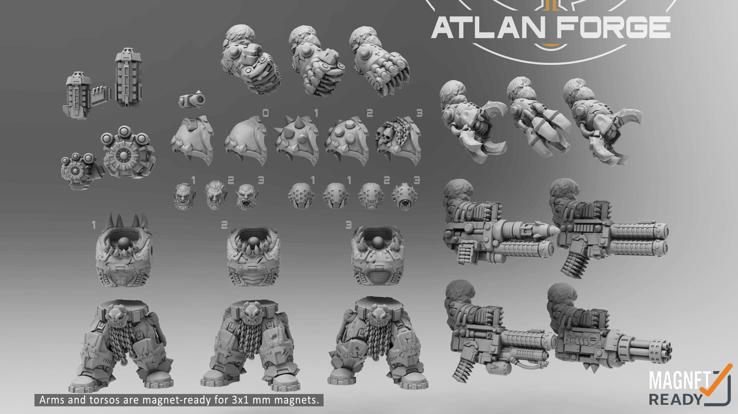 3 Unit Grokk Warborn Bonebreakers 40mm Base